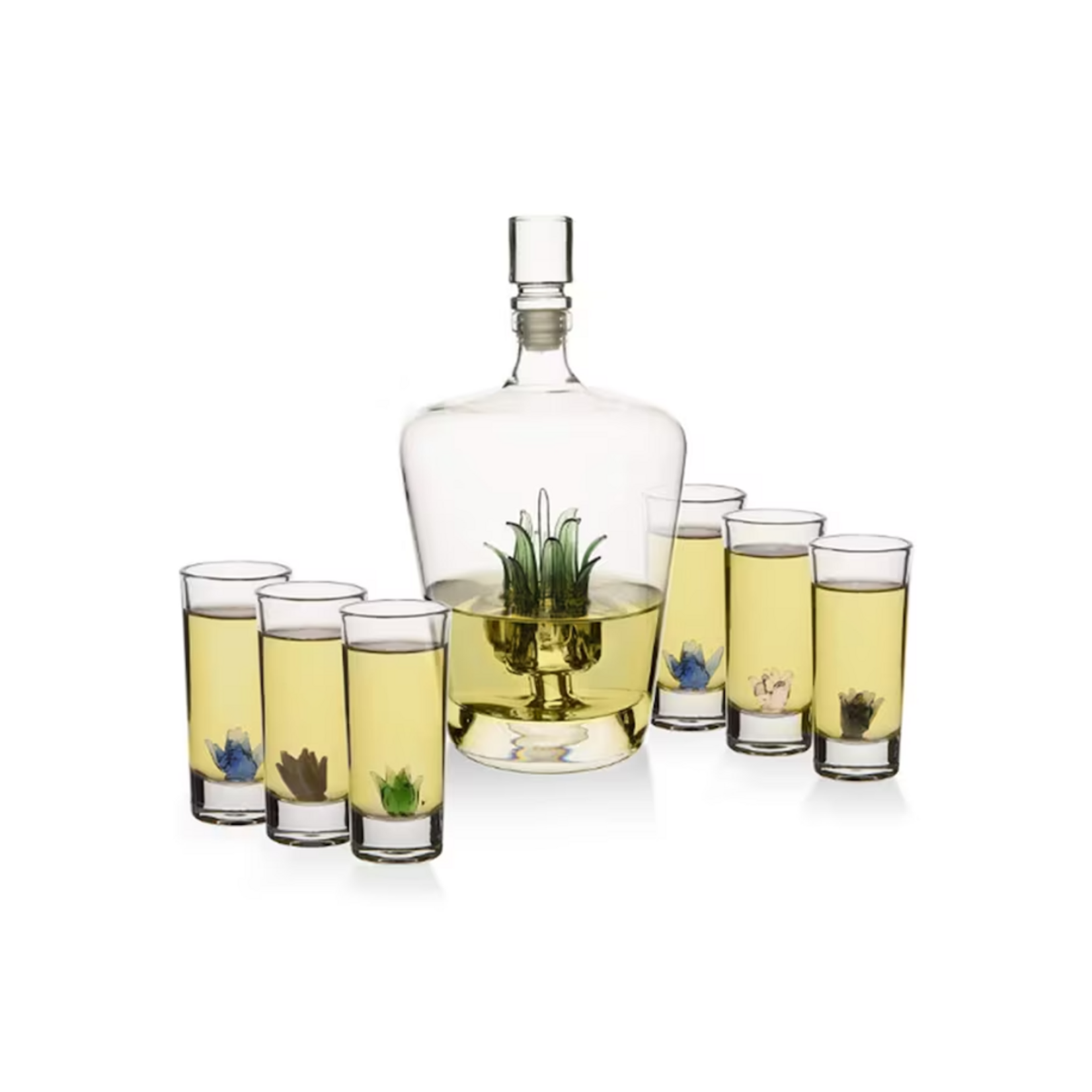 TEQUILA DECANTER WITH AGAVE DECANTER AND SET OF 6 GLASSES