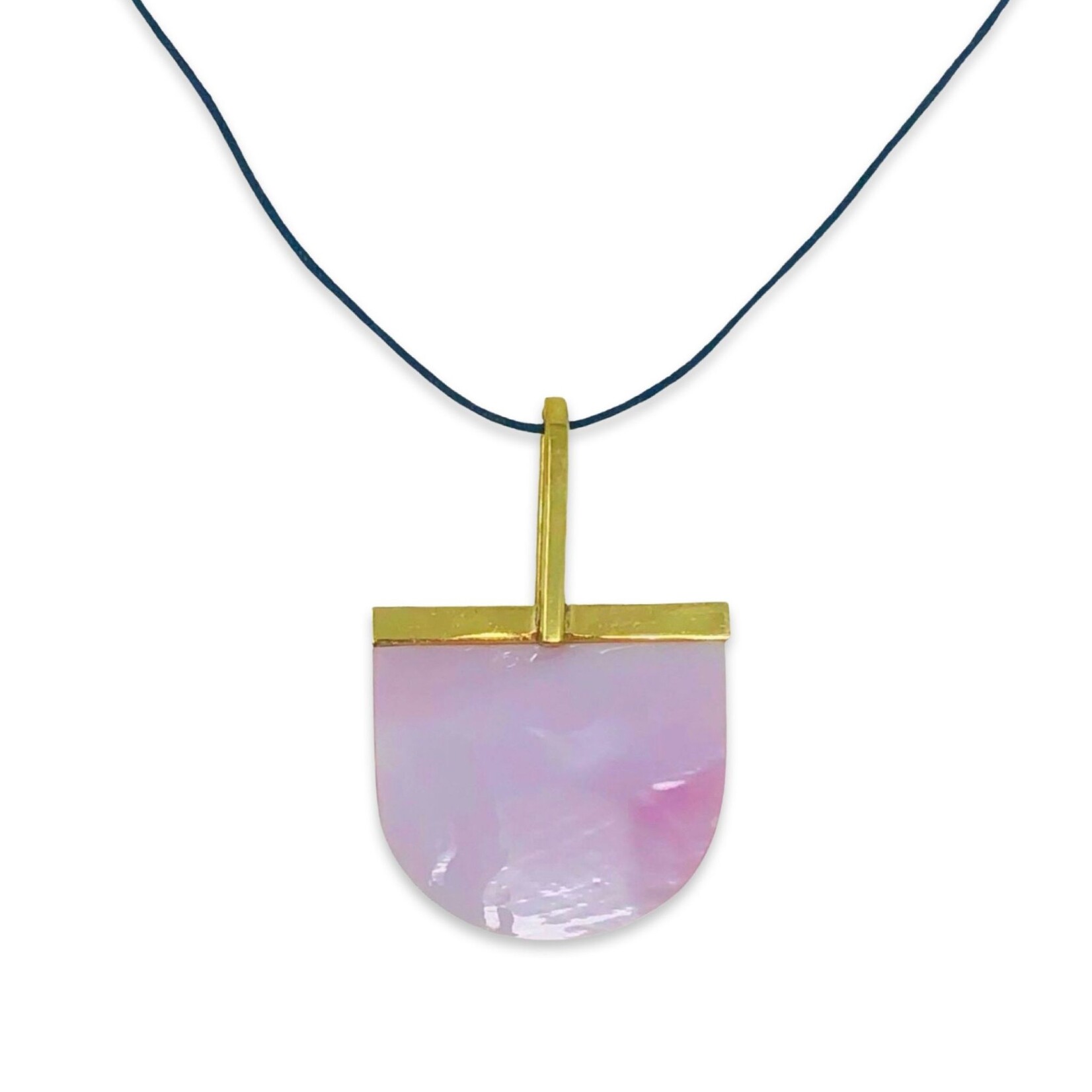 JOVANA MORRISON CRESENT GLASS PENDANT 14K GOLD FILLED BEAD