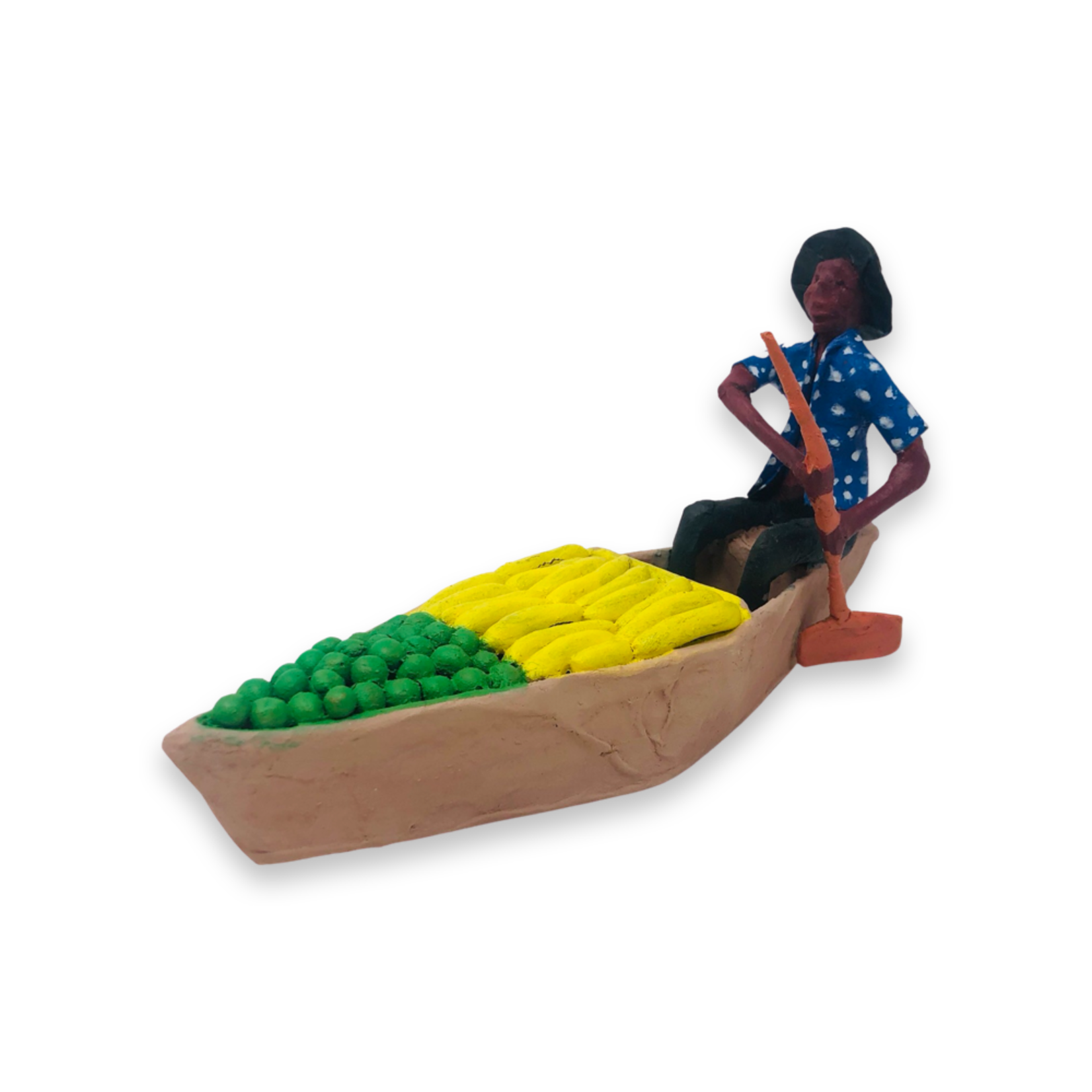 SWAHILI IMPORTS PAPIER MACHE MAN IN BOAT