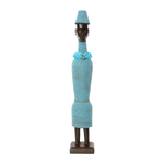SWAHILI IMPORTS LIGHT BLUE NAMJI FERTILITY DOLL SCULPTURE WL BEADED NECKLACE
