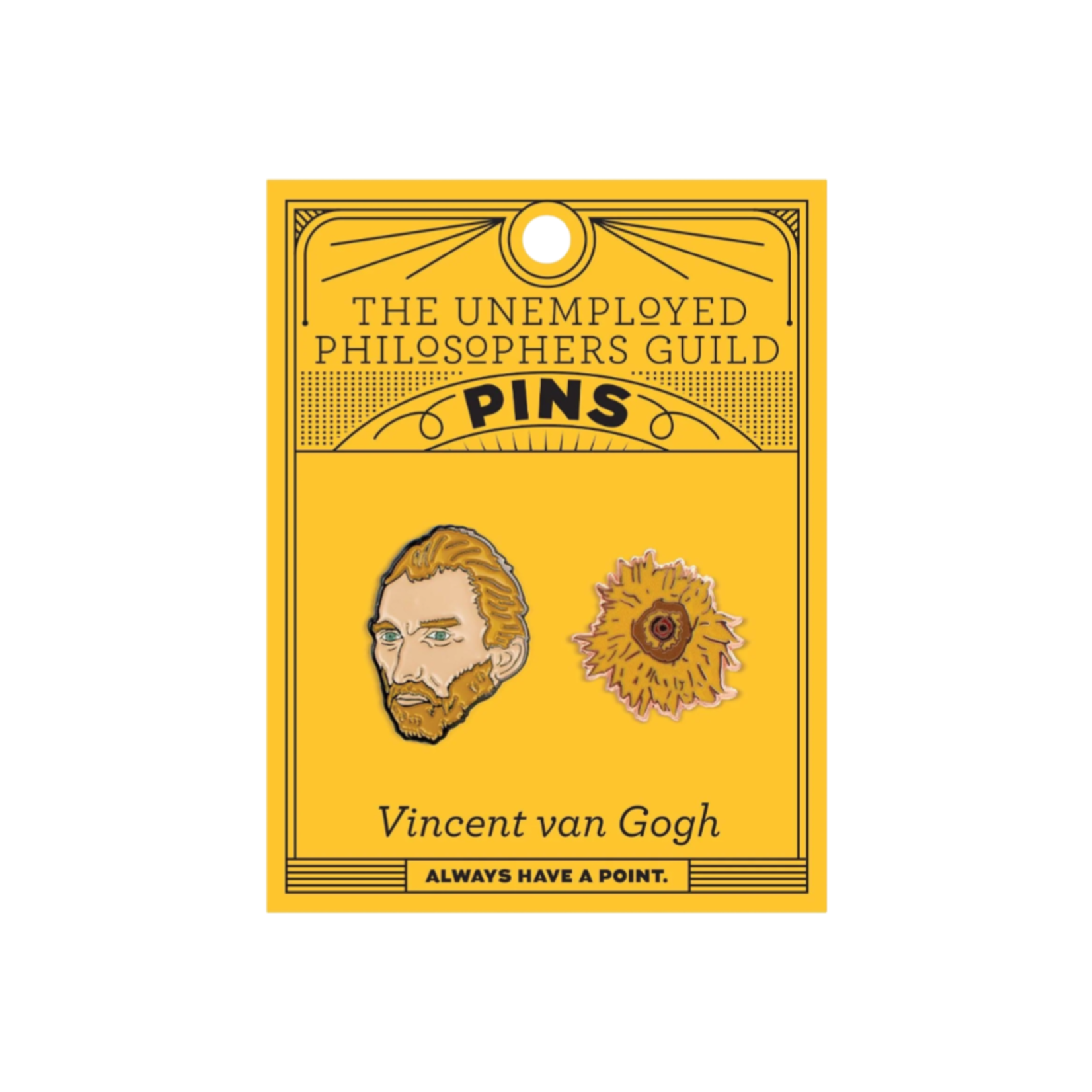 UNEMPLOYED PHILOSOPHERS GUILD VAN GOGH AND SUNFLOWER PINS