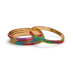 TWOS COMPANY FEVER BEAD INLAY METAL BANGLE