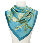 FAIRE (GALLERIA ENTERPRISES) VAN GOGH ALMOND BLOSSOM SQUARE SATIN CHIFFON SCARF