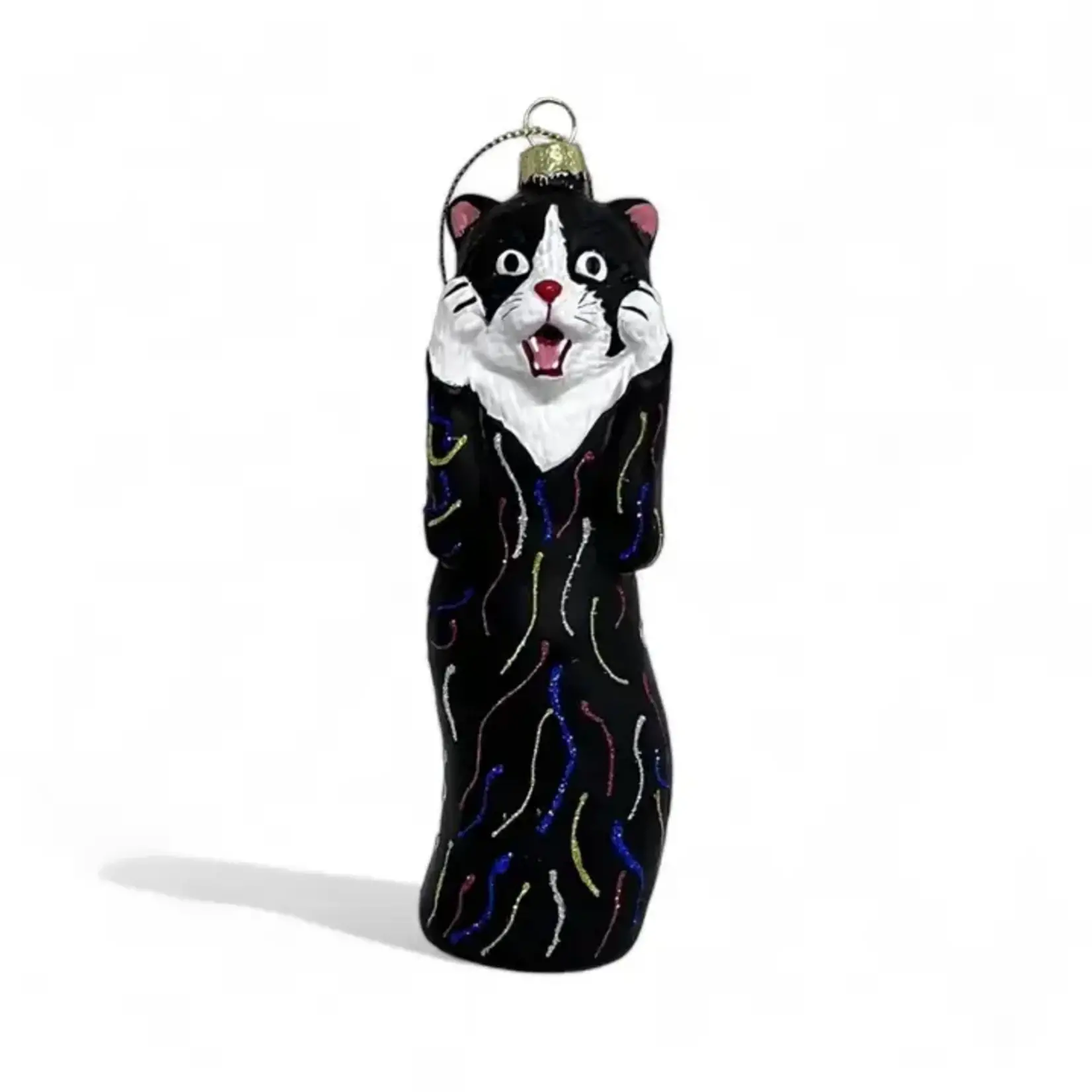 THE SCREAM SCREAMING CAT GLASS ORNAMENT  