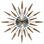 MODERN STARBURST WALNUT WALL CLOCK