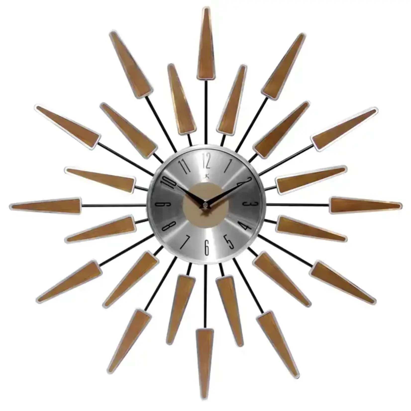 MODERN STARBURST WALNUT WALL CLOCK