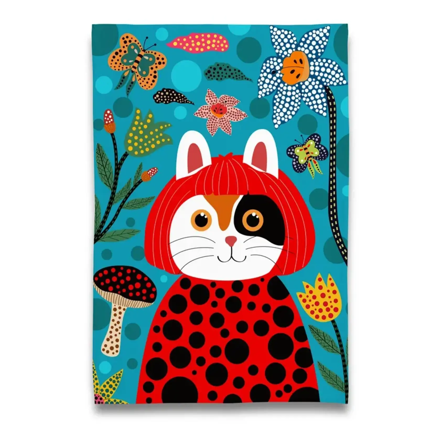 NAKED DECOR CALICO CAT YAYOI KUSAMA KUSAMEOW TEA TOWEL