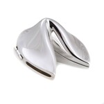SILVER FORTUNE COOKIE KEEPSAKE BOX