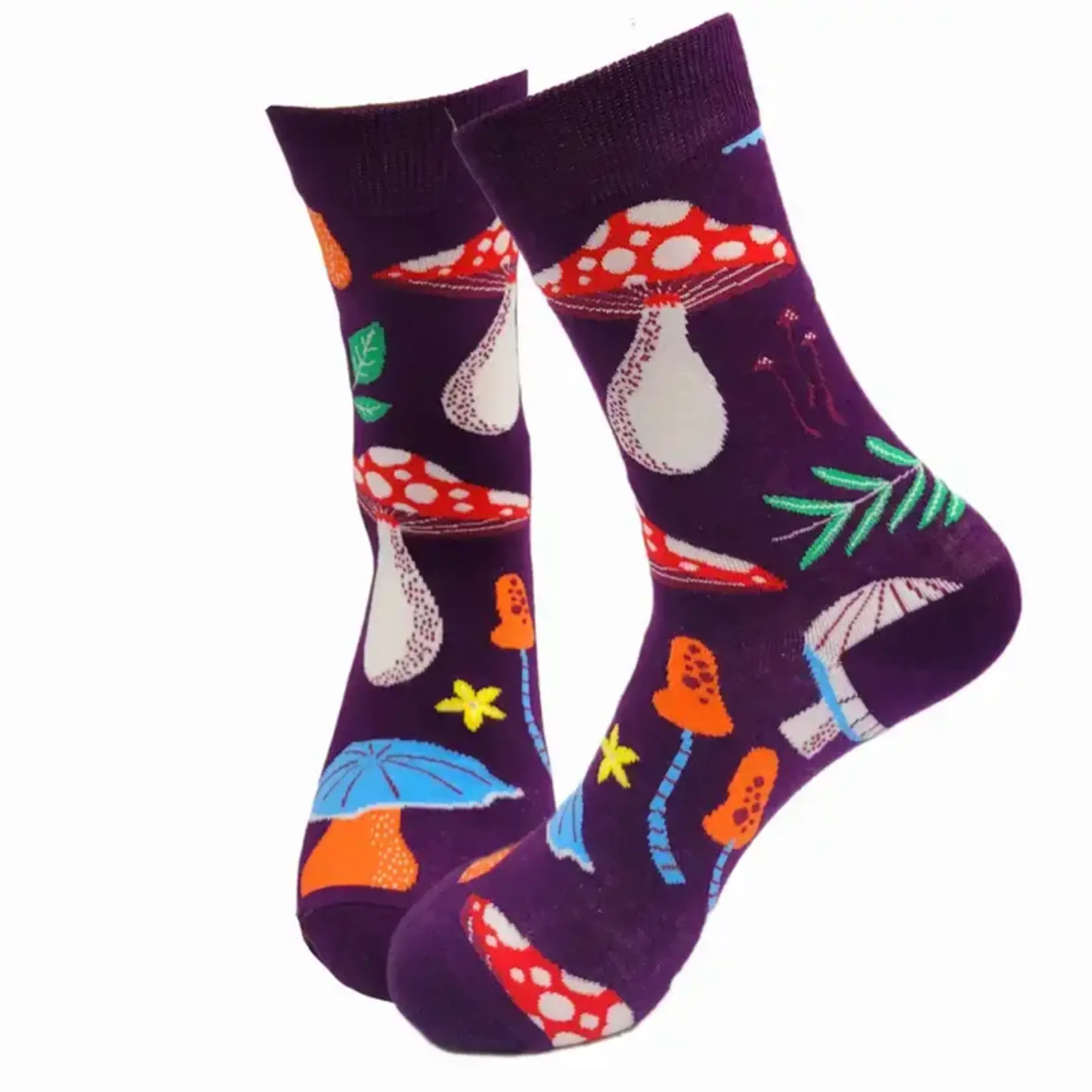 MUSHROOM PATTERN SOCKS ADULT MEDIUM DRK PURPLE