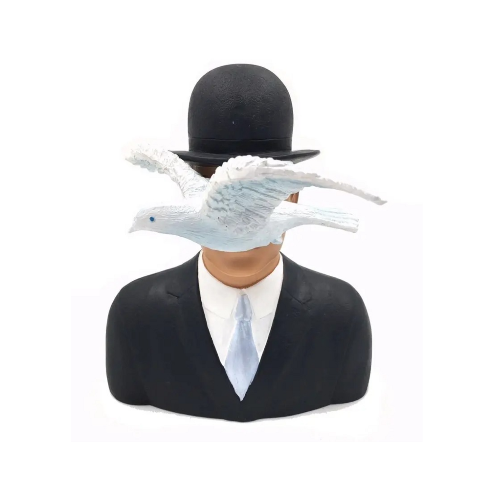 MUSEUM WHOLESALE INC MAN IN BOWLER HAT WITH DOVE L'HOMME AU CHAPEAU MELON STATUE