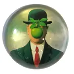 BOWLER HAT MAN GREEN APPLE ART GLASS PAPERWEIGHT BY MAGRITTE