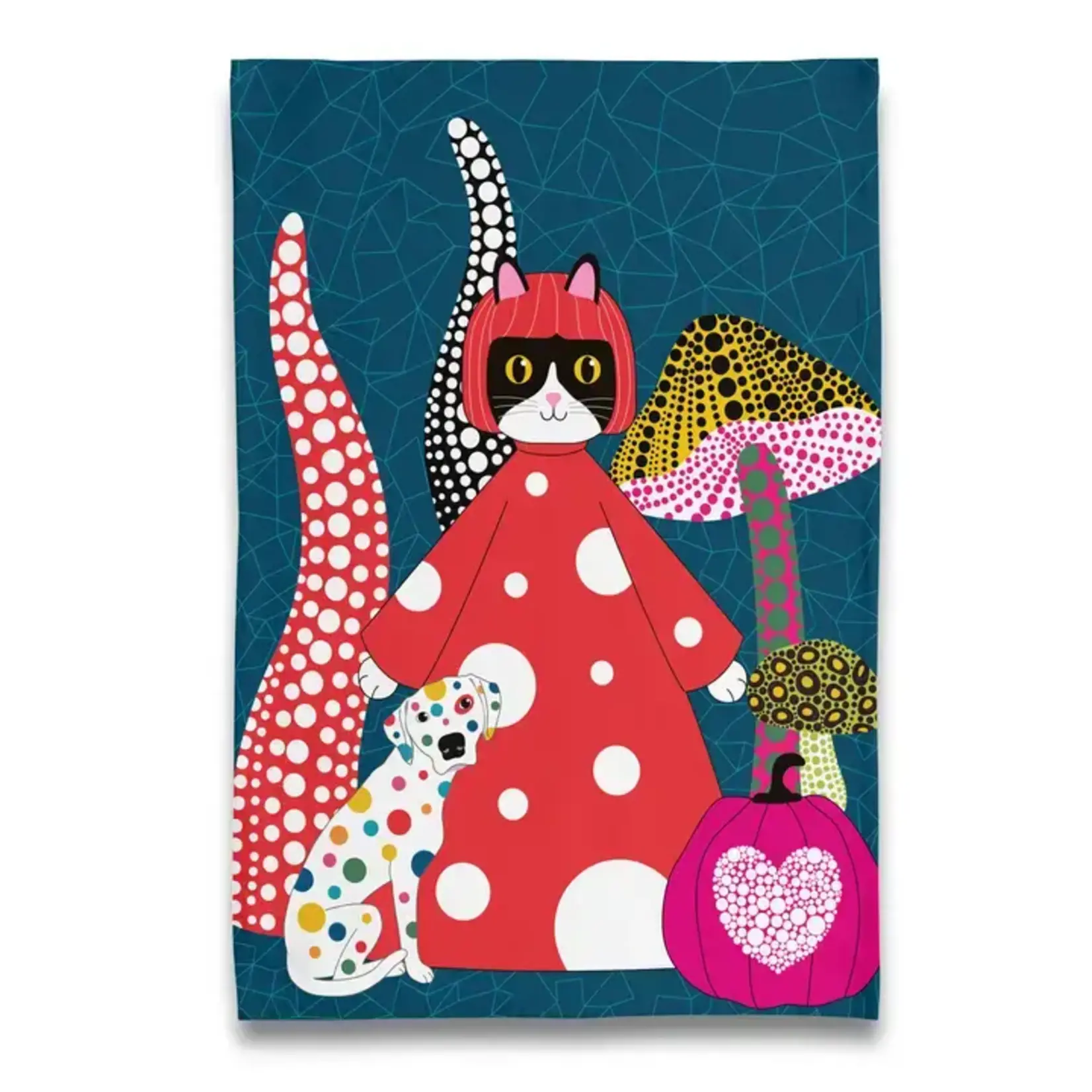 NAKED DECOR YAYOI KUSAMA KUSAMEOW CAT AND DOG TEA TOWEL