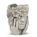 WOMAN W/FLOWER HALO PLANTER