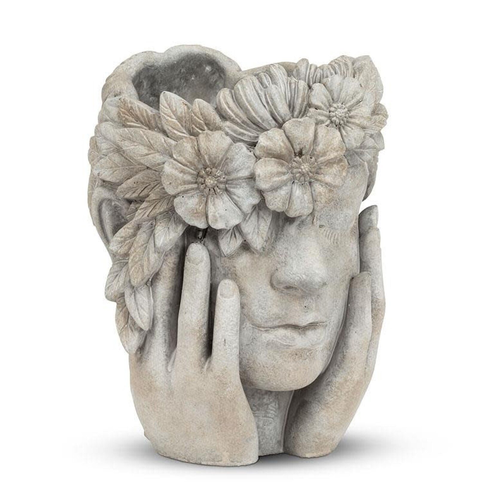ABBOTT WOMAN W/FLOWER HALO PLANTER