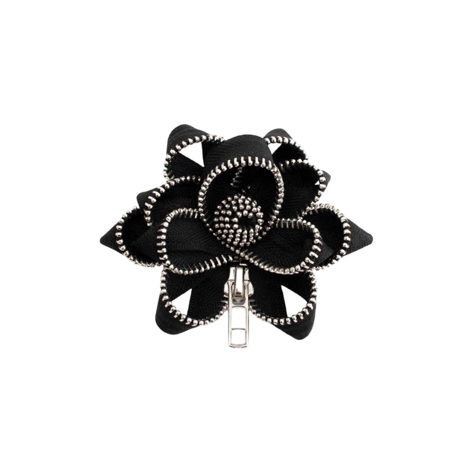 BLK & SILVER FLOWER PIN