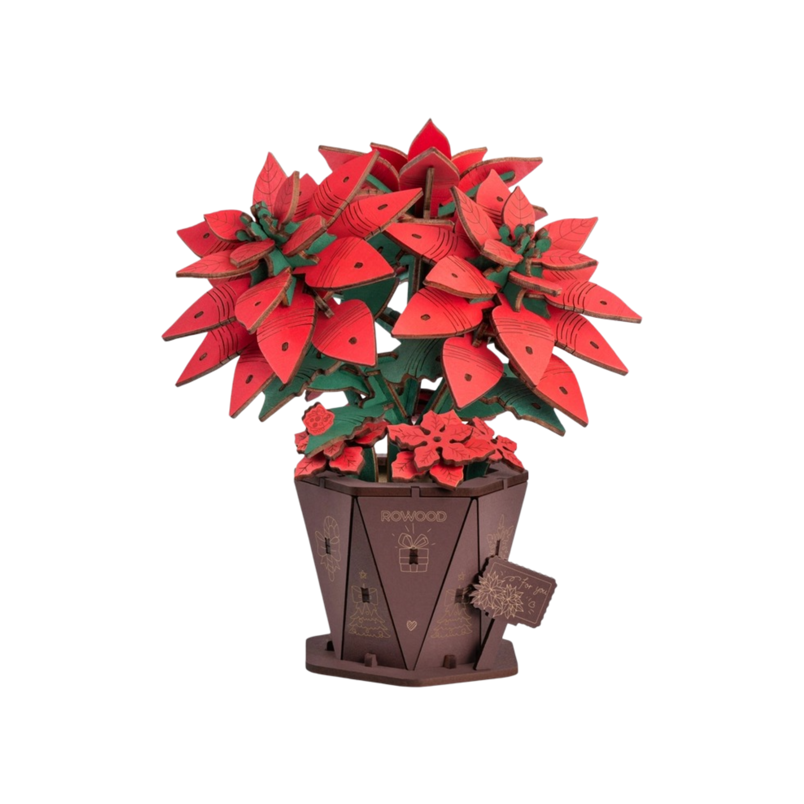 TF001 ROWOOD POINSETTIA XMAS DIY WOODEN FLOWER