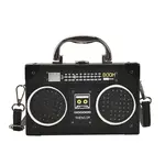 RETRO RADIO BOX SHAPED MESSENGER BAG BLK