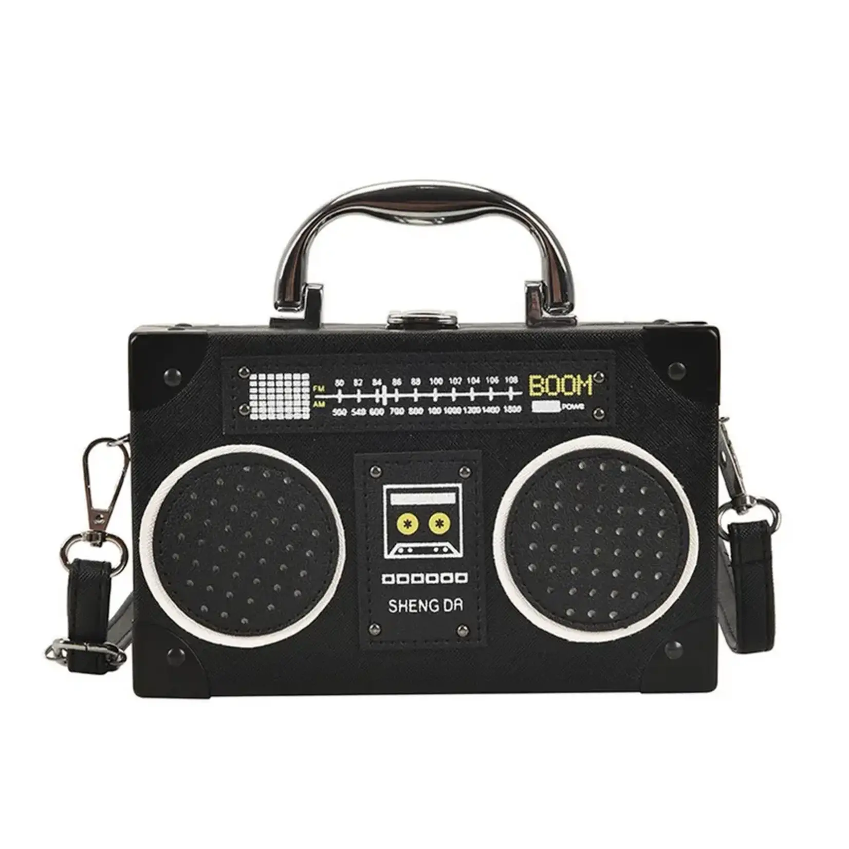 RETRO RADIO BOX SHAPED MESSENGER BAG BLK