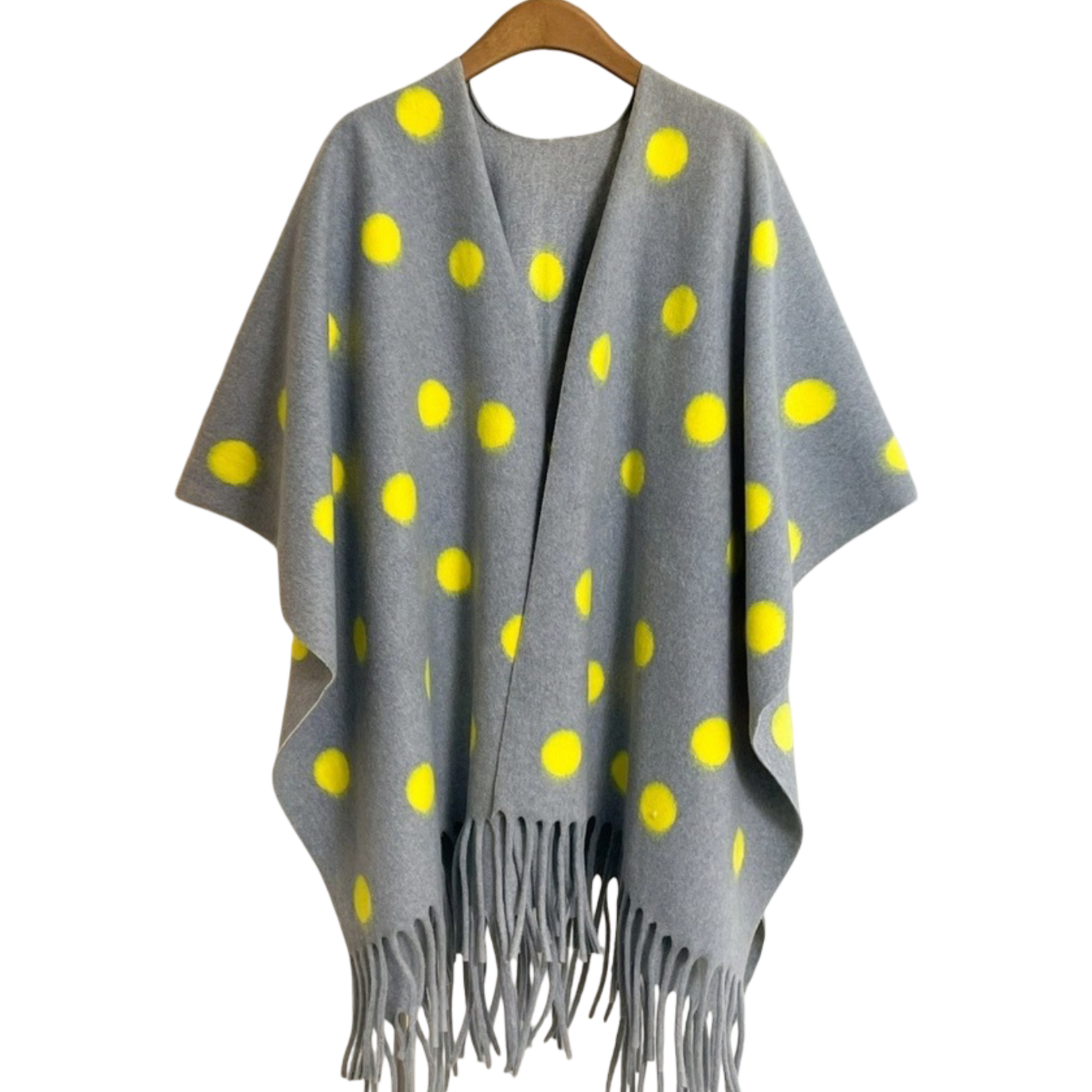 POLKA DOT TASSEL SHAWL YELLOW