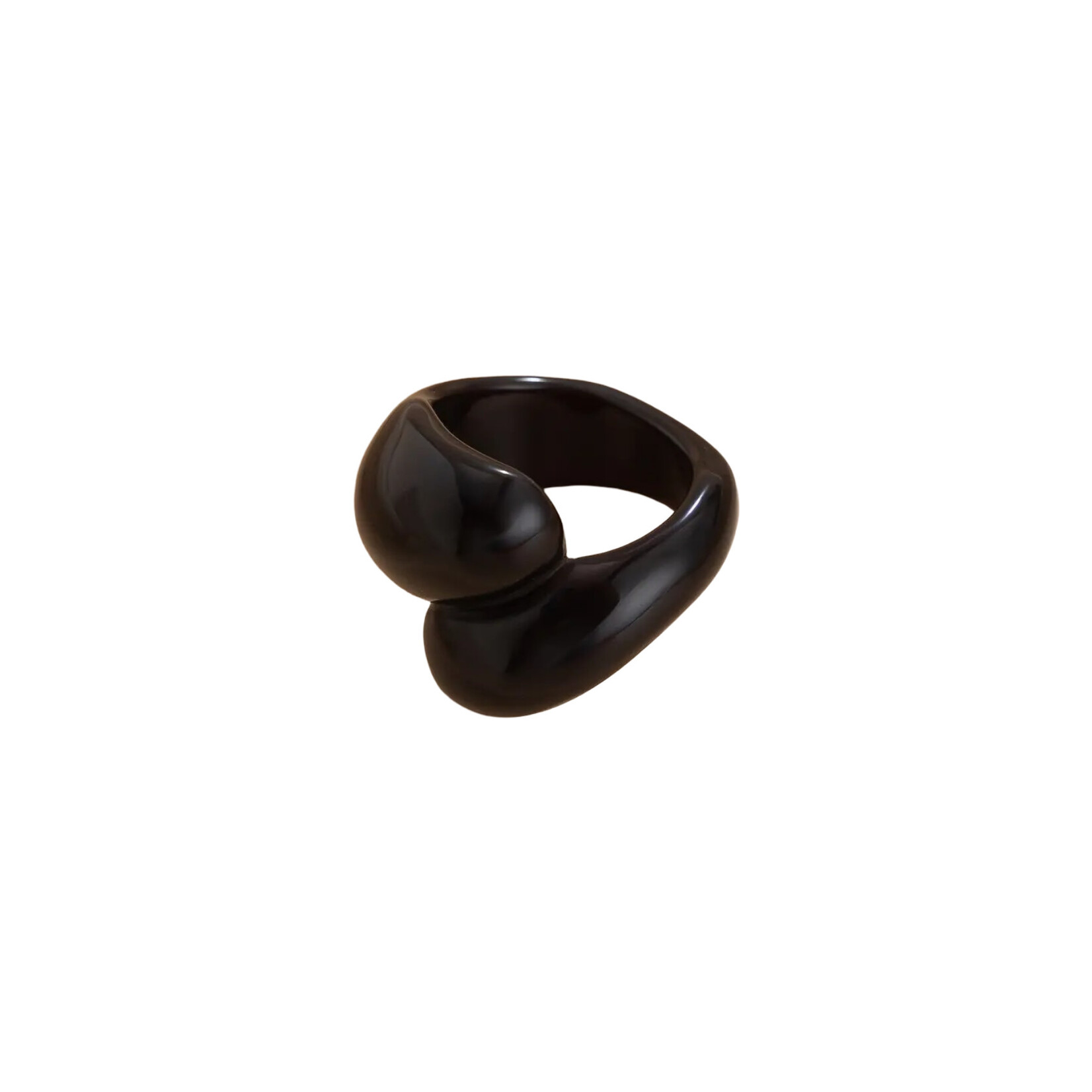 FASHION IRREGULAR DROP PLASTIC RING BLK