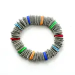 SILVER SPRING RING BEADED BRACELET WITH COLORFUL WIRE RINGS