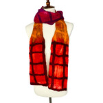WINDOWPANE WARM SCARF ORNGE/PURPLE