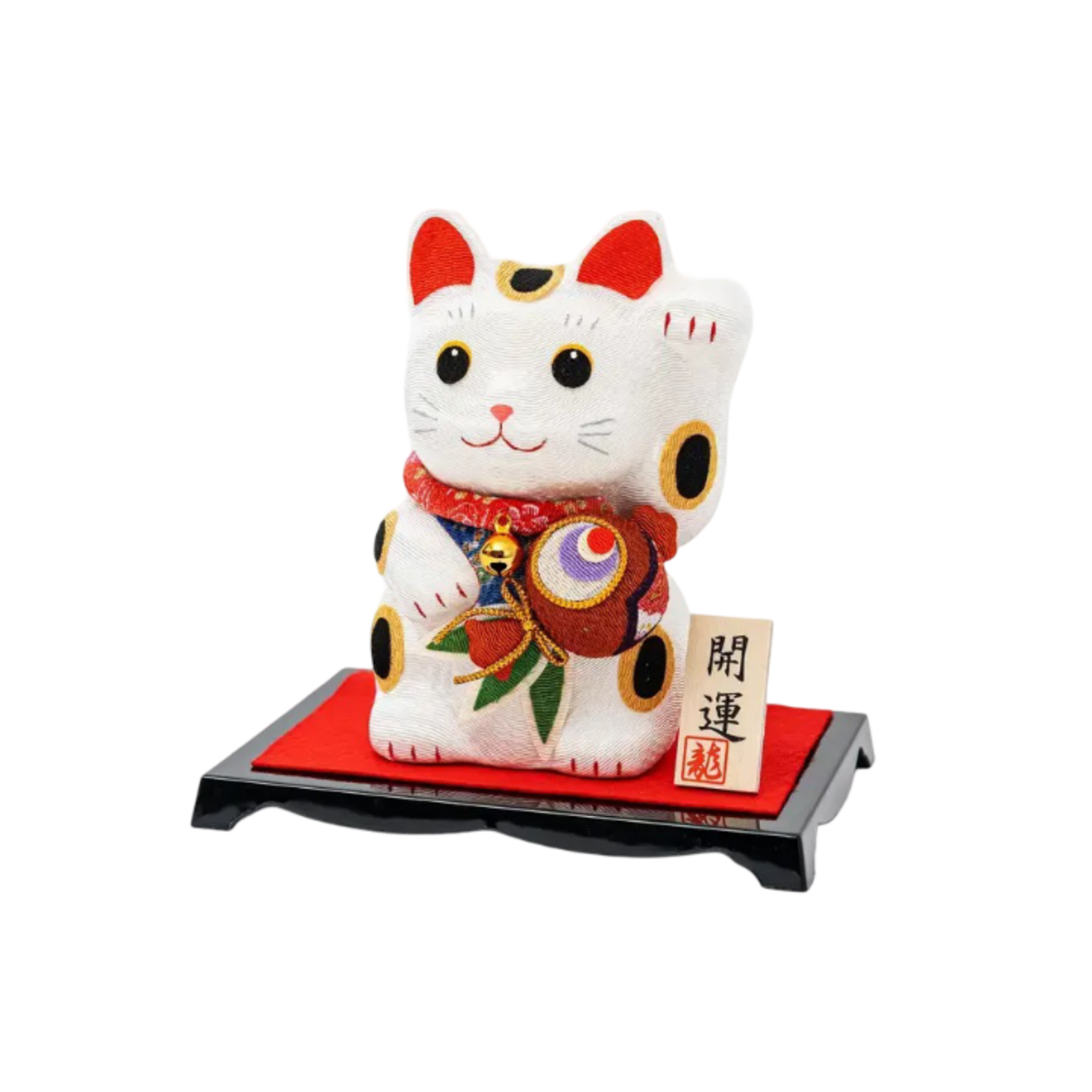 HANDMADE JAPANESE CHIRIMEN ZAIKU BECKONING CAT