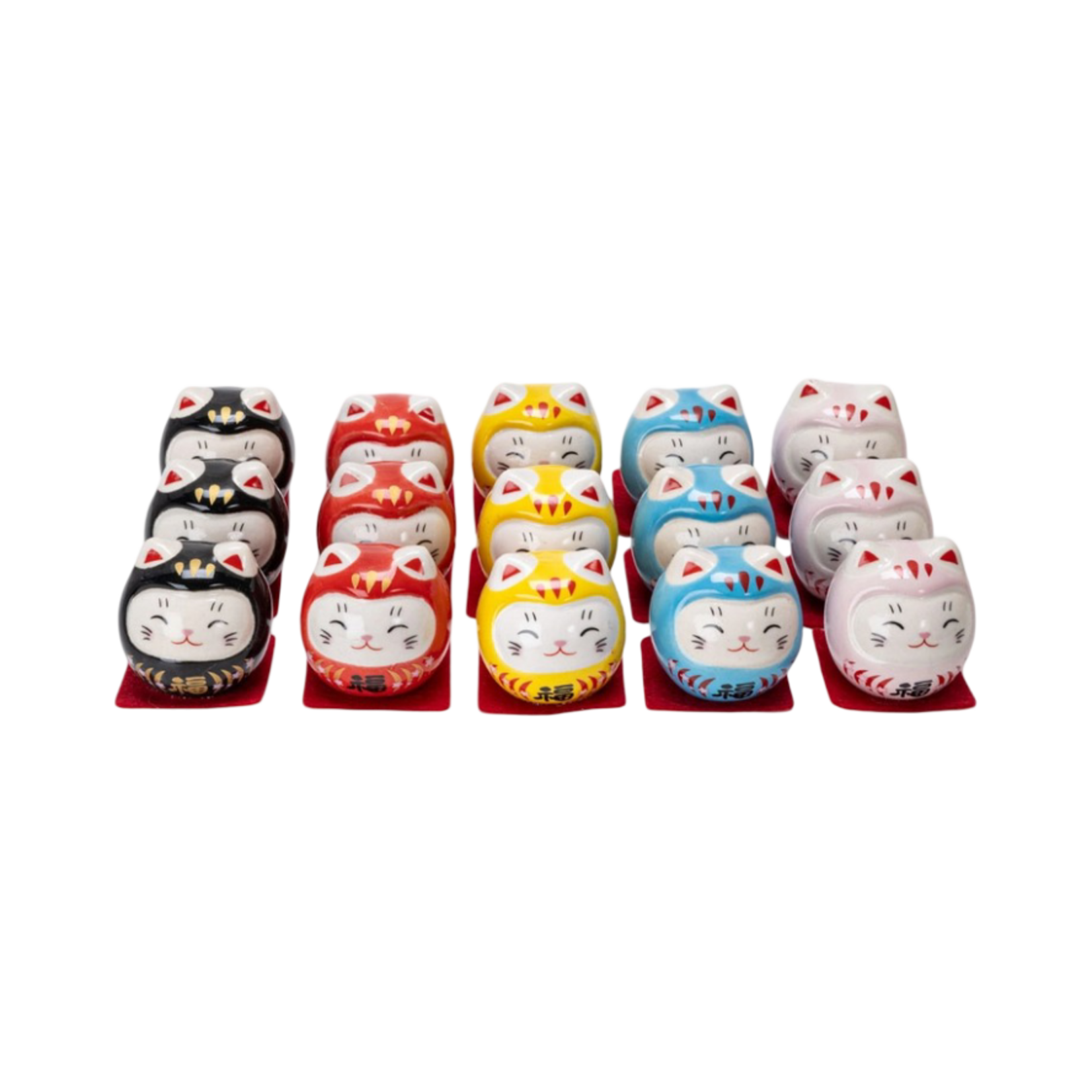 ASSORTMENT DARUMA CAT FIGURINES