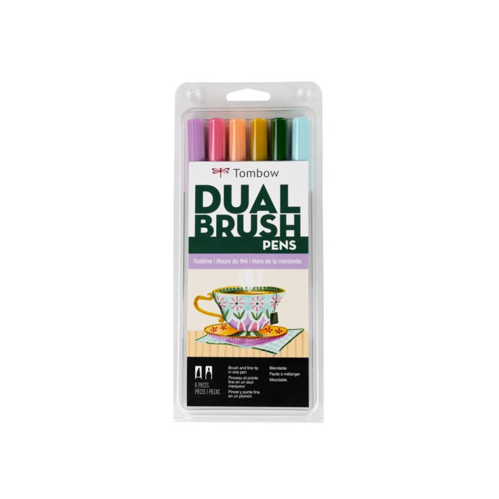 DUAL BRUSH PEN ART MARKERS TEATIME 6PK