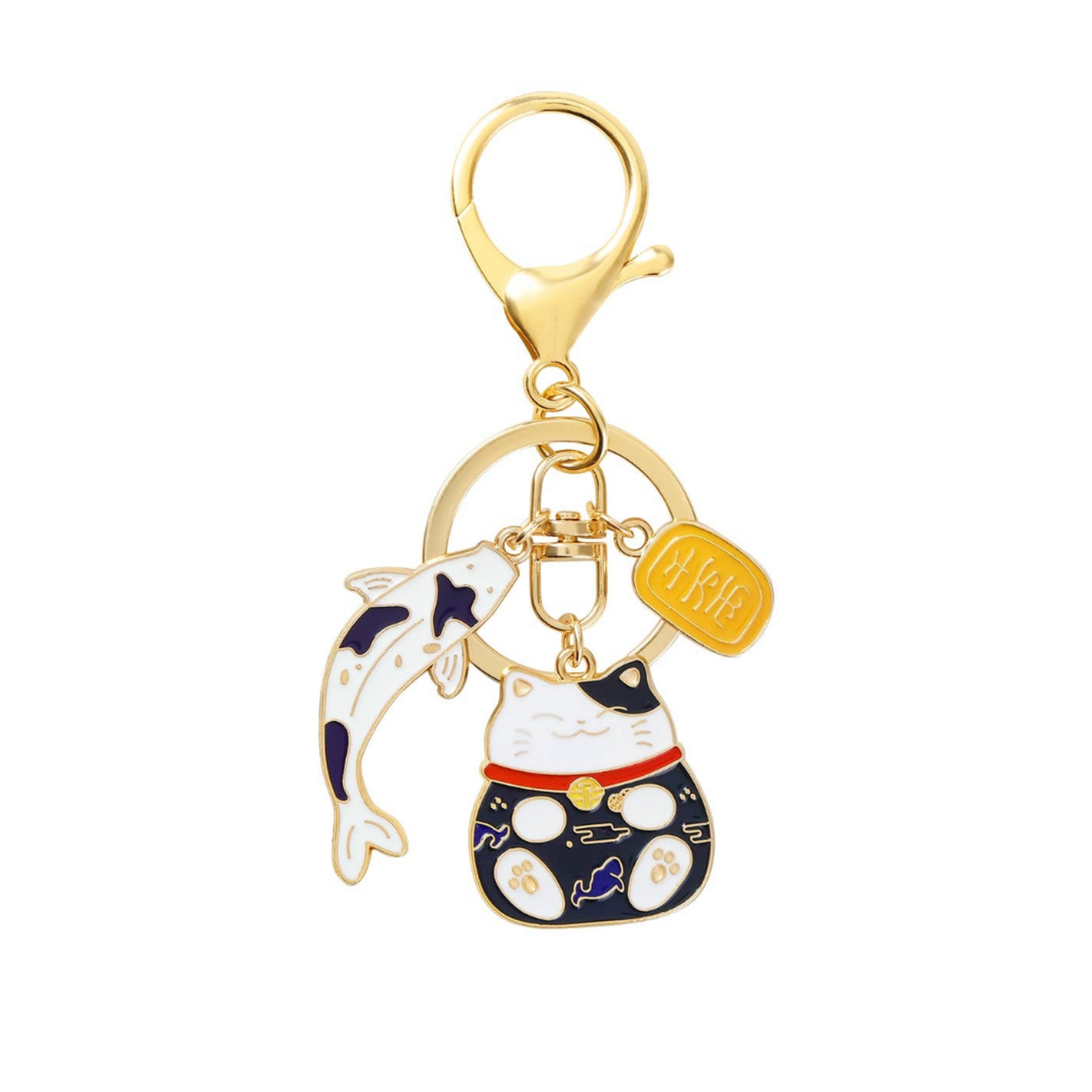 LUCKY CAT ENAMEL KEY CHAIN -BLUE