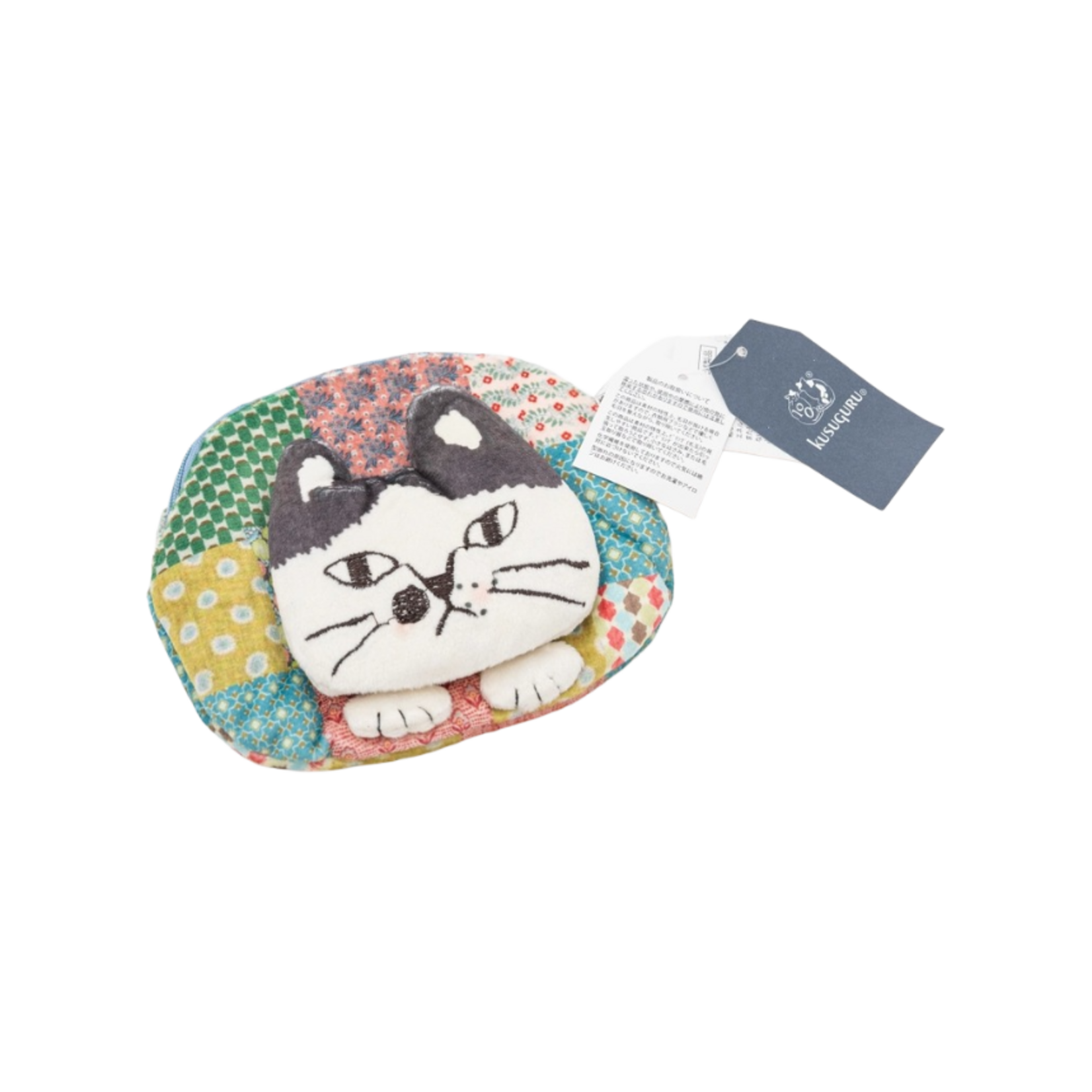 KUSUGURU JAPAN PATCHWORK CAT FACE COIN POUCH