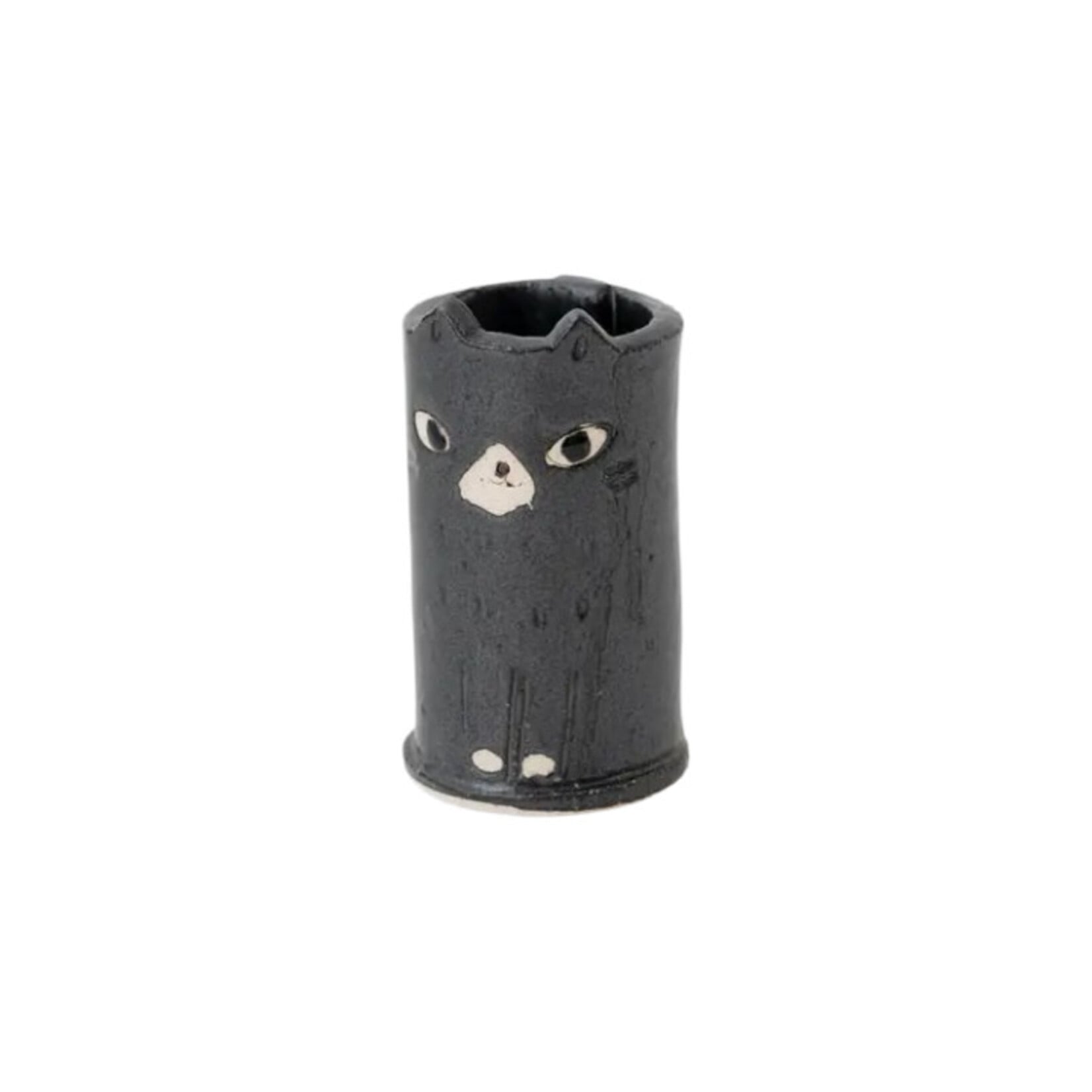 HANDMADE CUTE CERAMIC MINI VASE BLACK