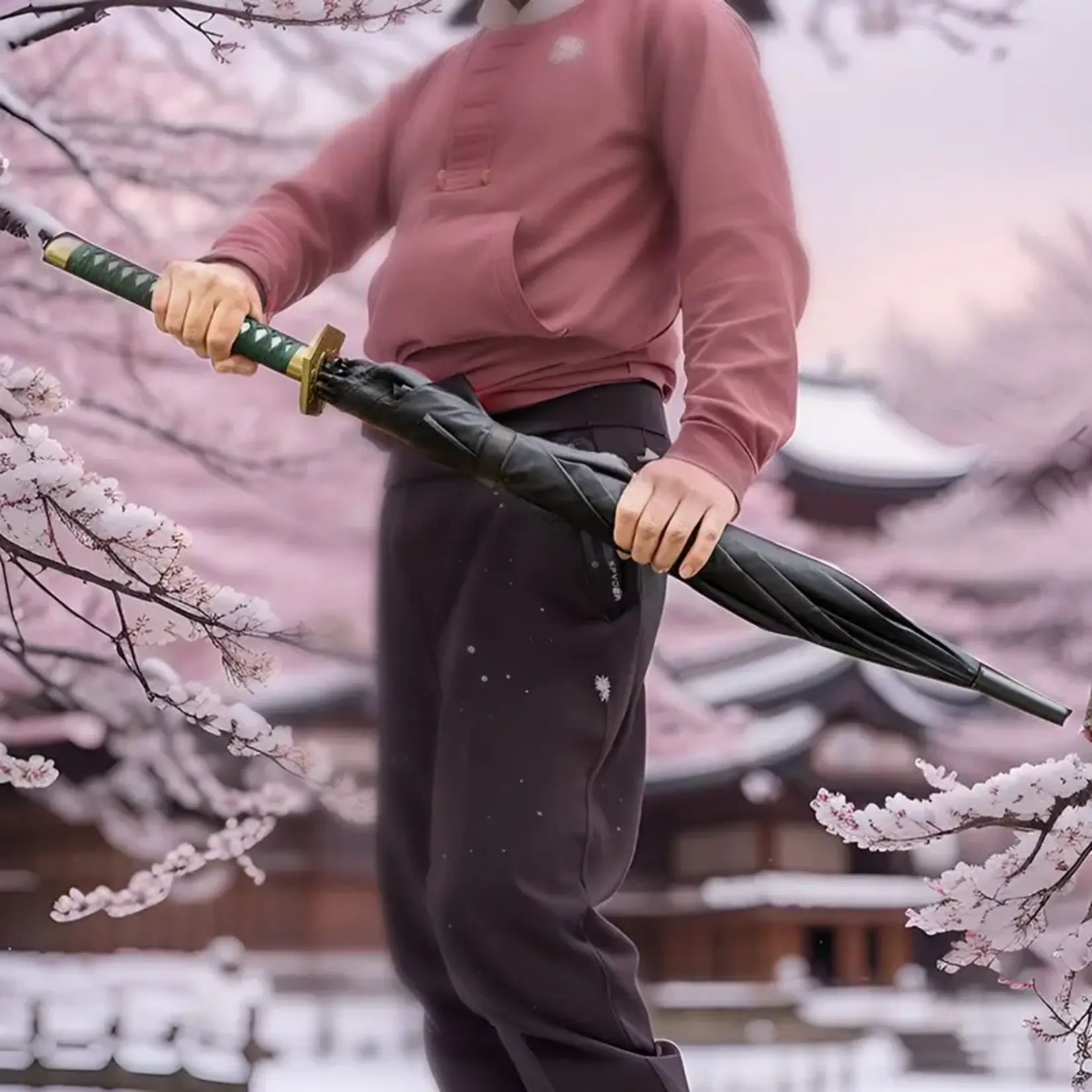 BLACK KATANA HANDLE UMBRELLA