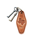 TEXAS STATE SILHOUETTE LEATHER KEYCHAIN MOTEL STYLE