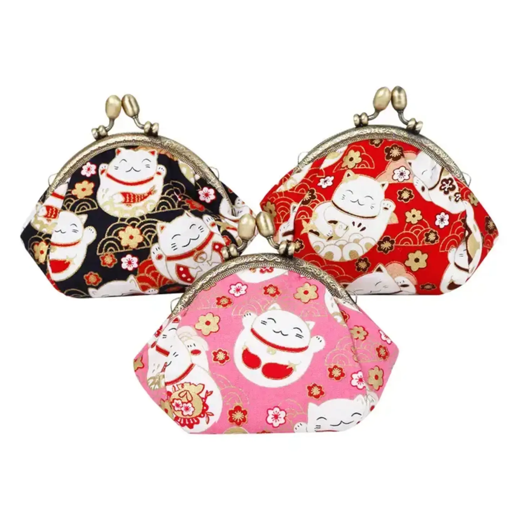 LUCKY CAT COIN PURSES ASSORTED COLORS