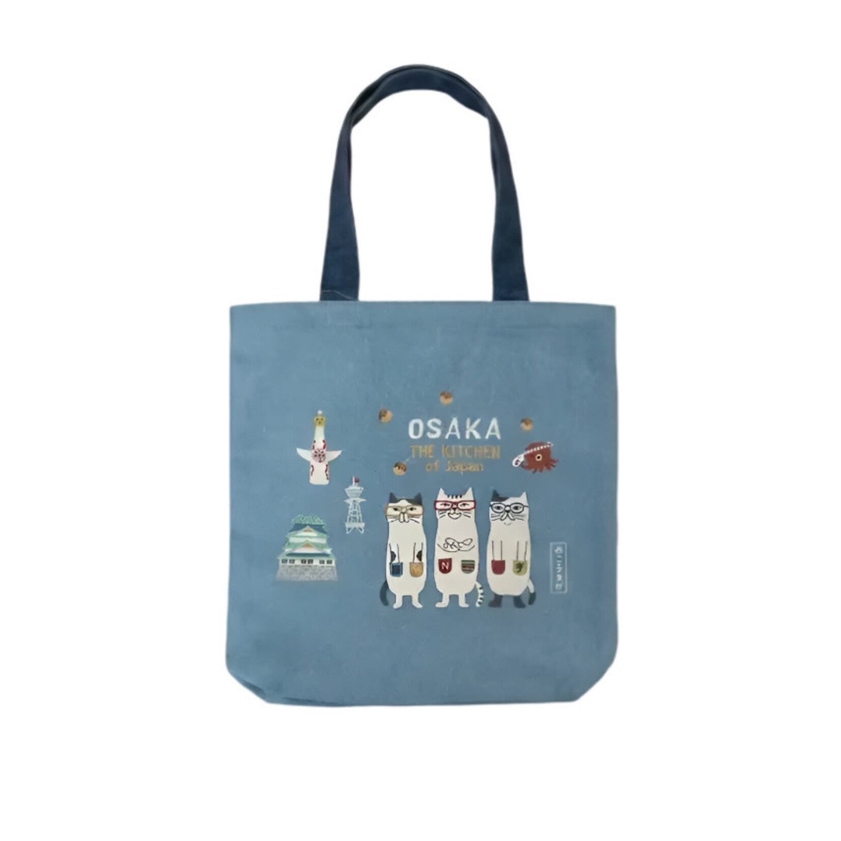 KUSUGURU JAPAN 'MATILDA-SAN' CANVAS EVERYDAY TOTE BAG TRIO LIGHT DENIM