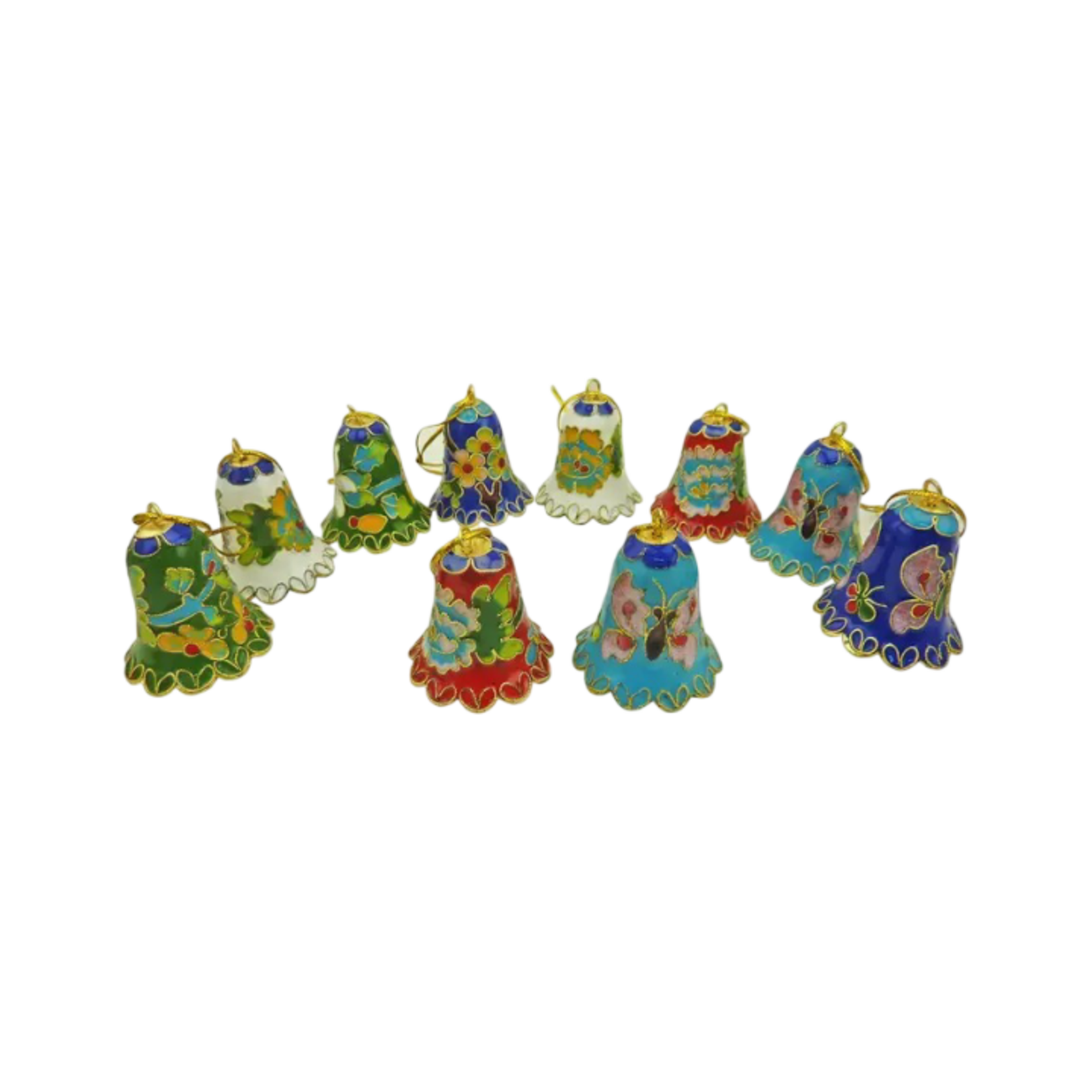 CLOISONNE BELL ORNAMENTS ASSORTED