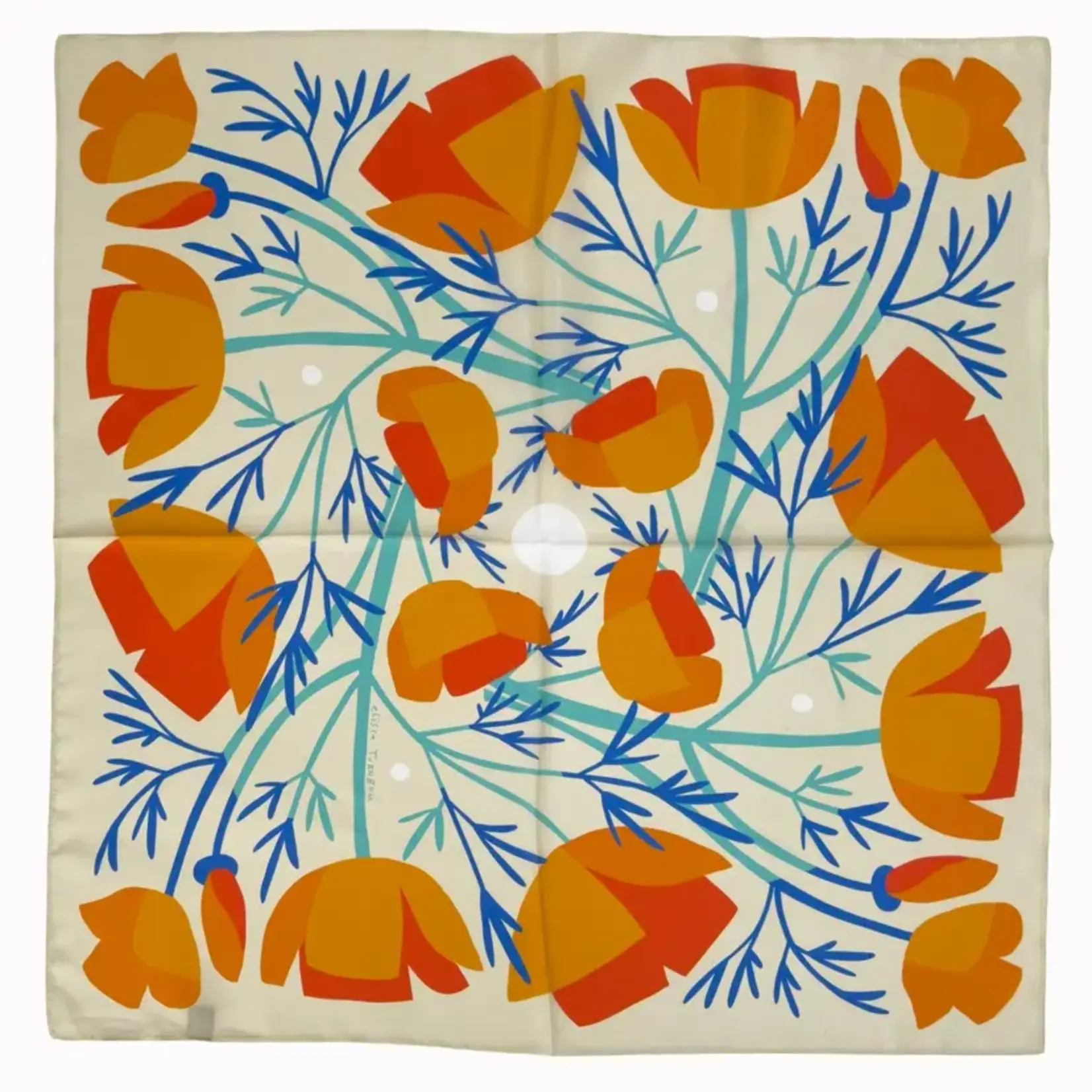 CALIFORNIA POPPIES SCARF 26 X 26