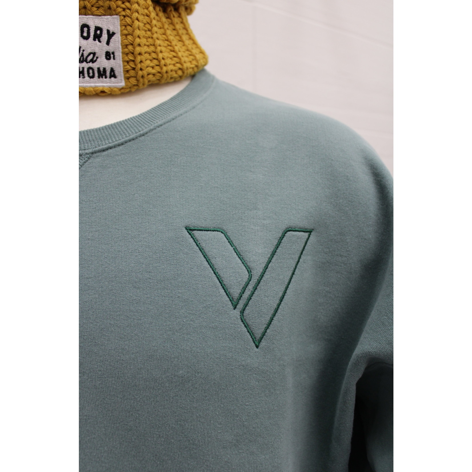 Embroidered V Crew Sweatshirt