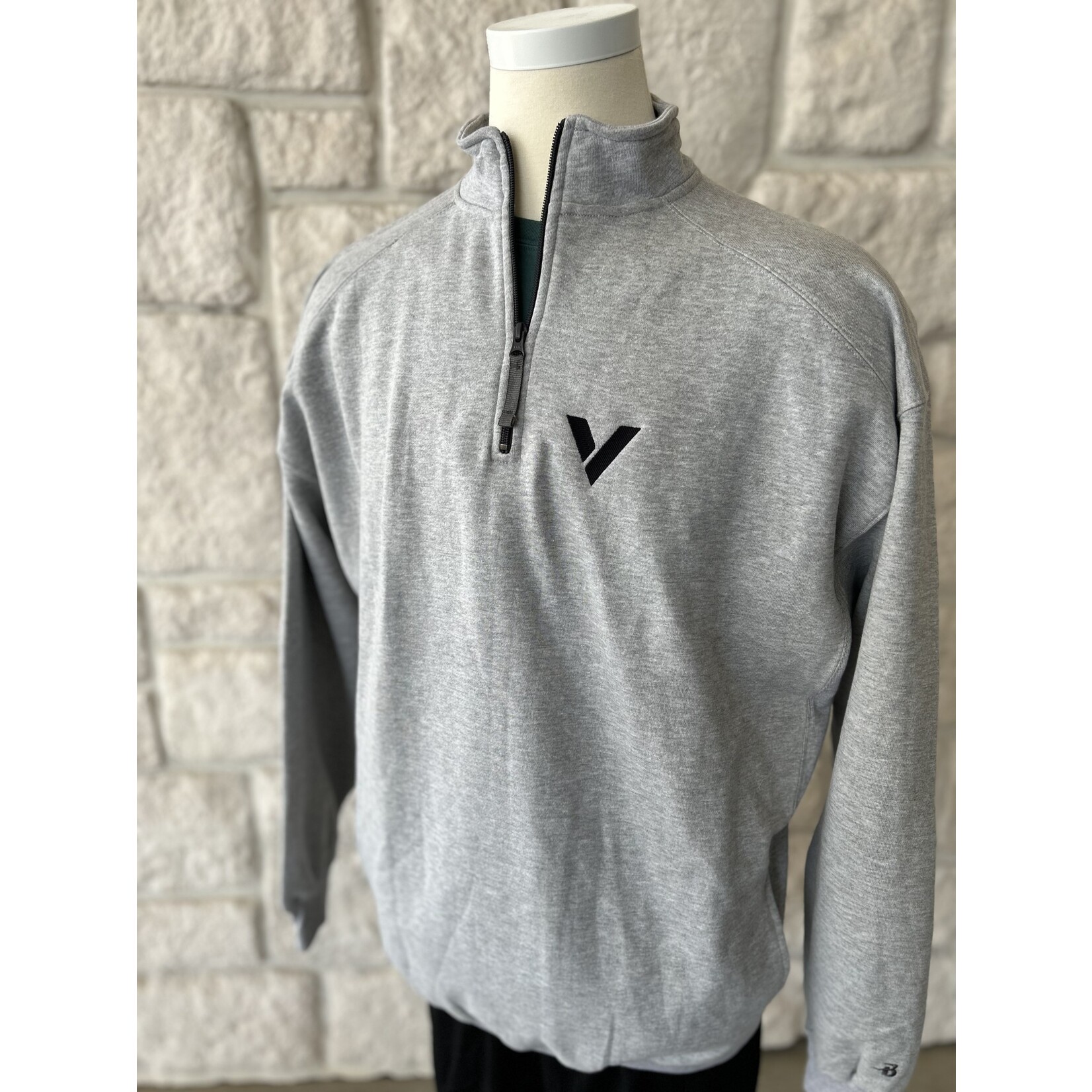 Quarter Zip Embroidered V