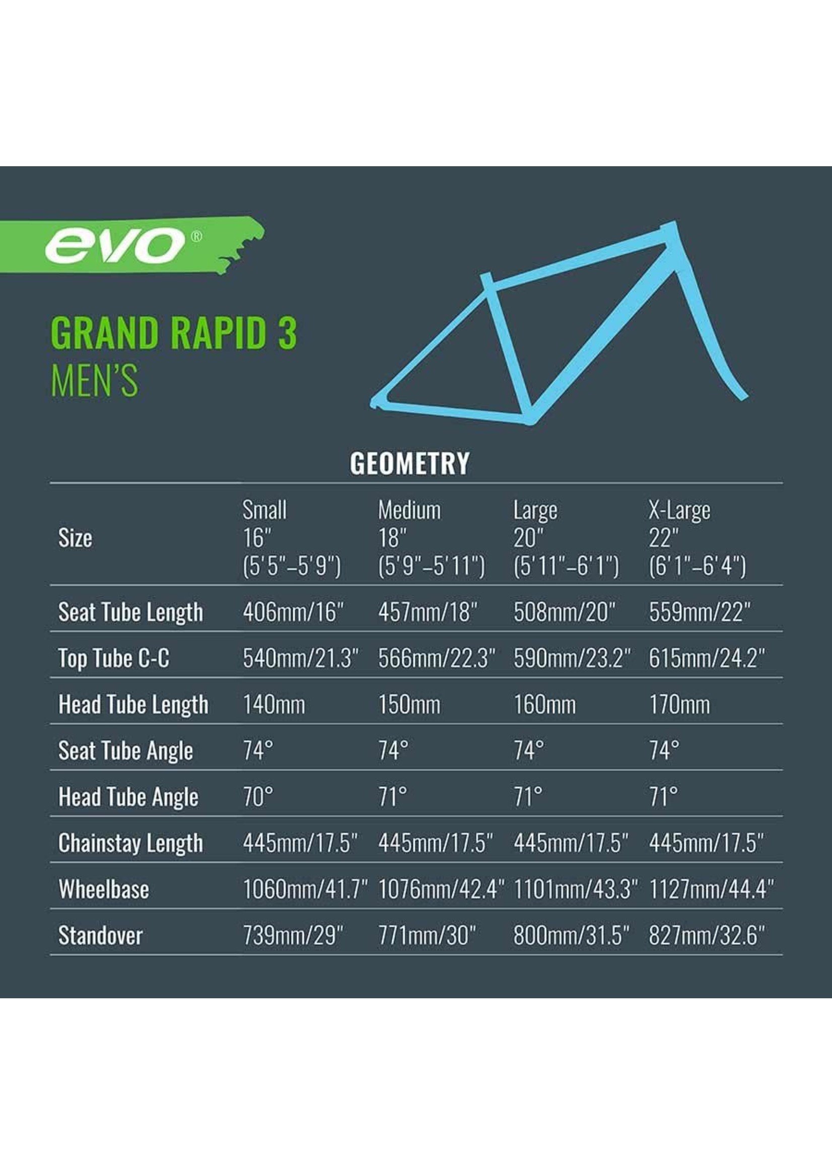 EVO EVO, Grand Rapid 3, 700C, Twilight Grey, 20'' L