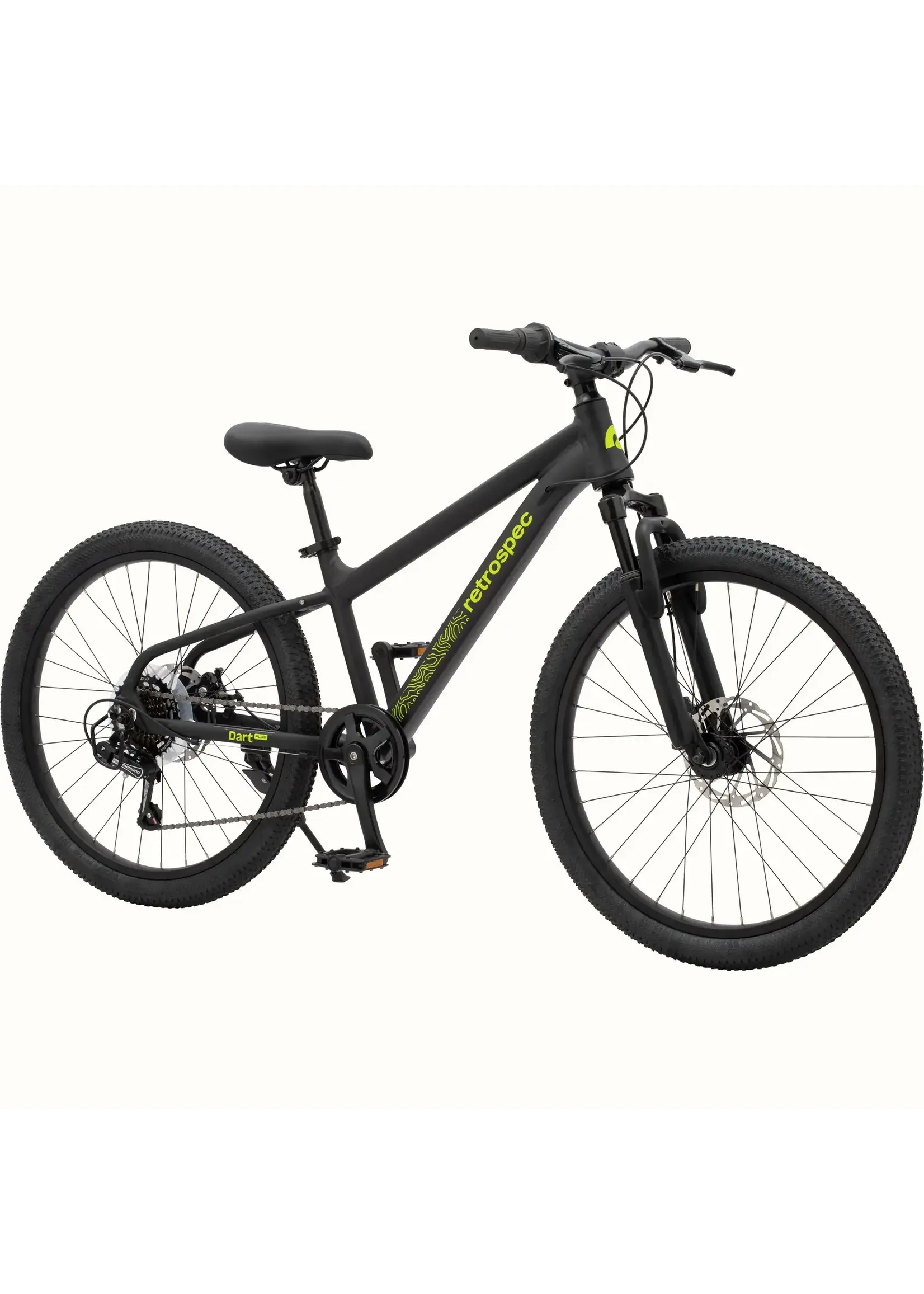 Retrospec Dart Plus 24" Kids Bike 7 Speed Matte Black (8-11 yrs)