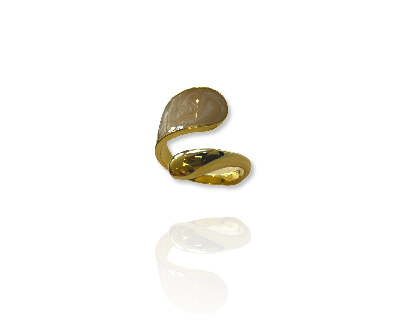 Gold Plated - Mother of Pearl - Fishtail Spoon RIng