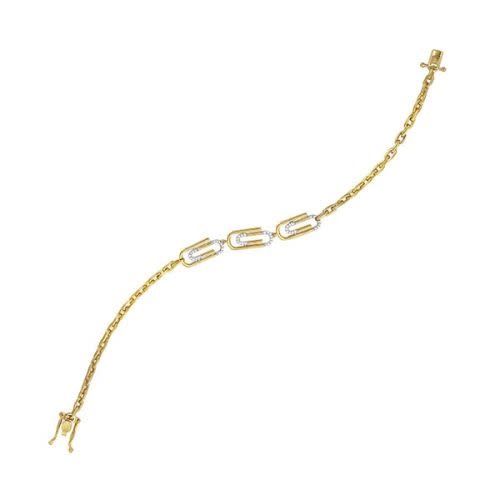 Henri's Classic - Diamond Paperclip Bracelet In 10KT Yellow Gold