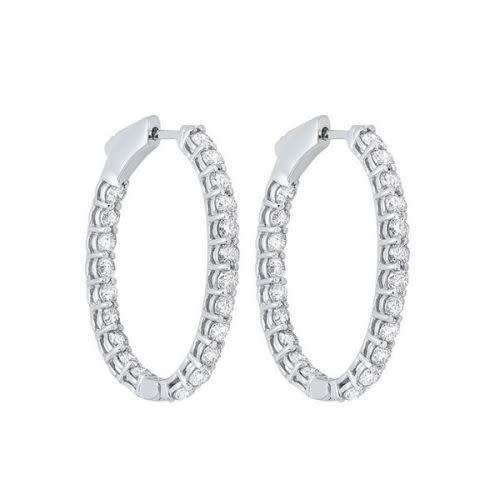 Henri's Classic - Diamond Hoop Earrings in 14k White Gold