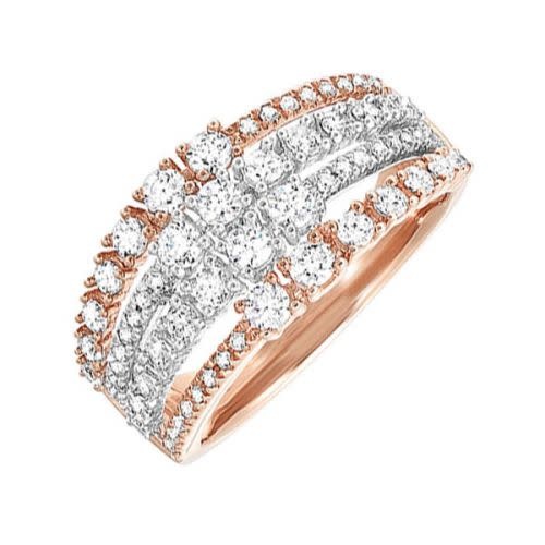 Henri's Fashion - White & Pink Gold & Diamond Sparkle Fashion Ring