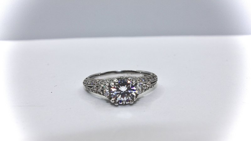 Henri's Select - Vintage Inspired Lotus Flower Wedding Set (Center Stone Not Included in Price)