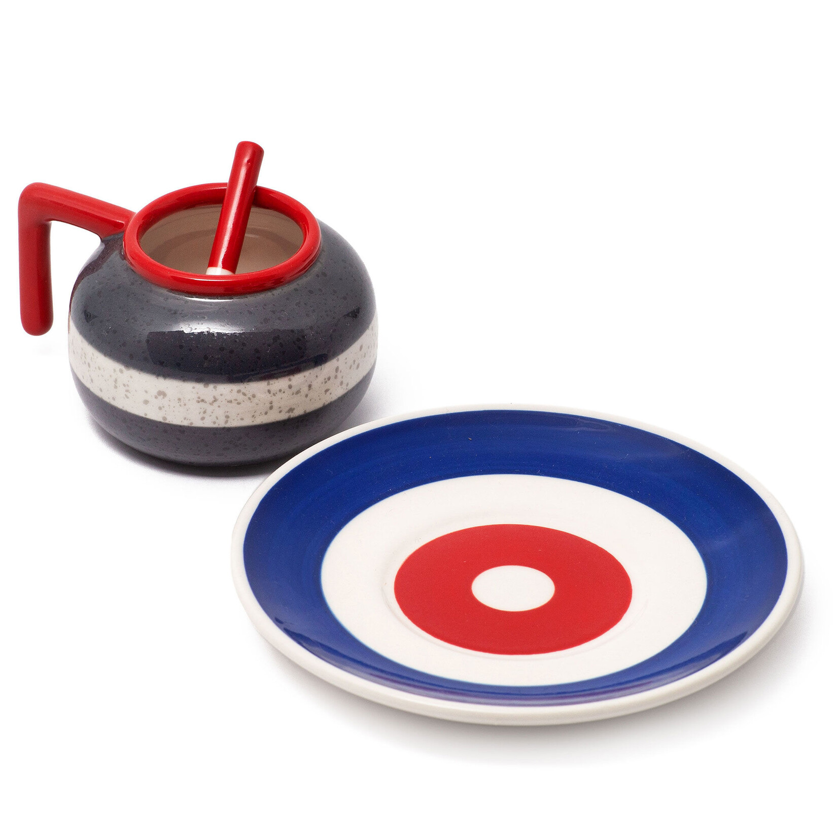 ENSEMBLE DE TIR ET SOUCOUPE ESPRESSO DE CURLING CANADIEN