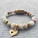 Amozonite Heart Bracelet- Bullets N' Beads