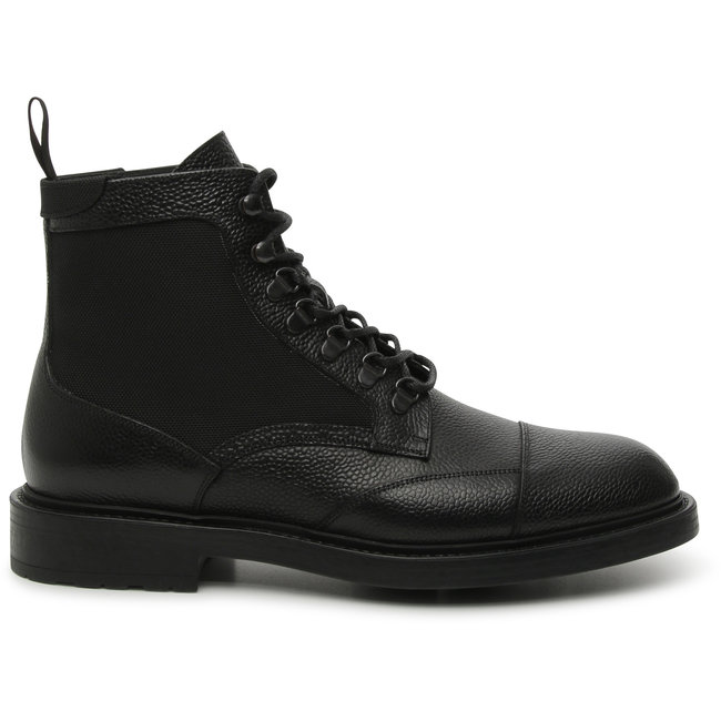 CANALI Black Printed Points Calfskin Combat Boots